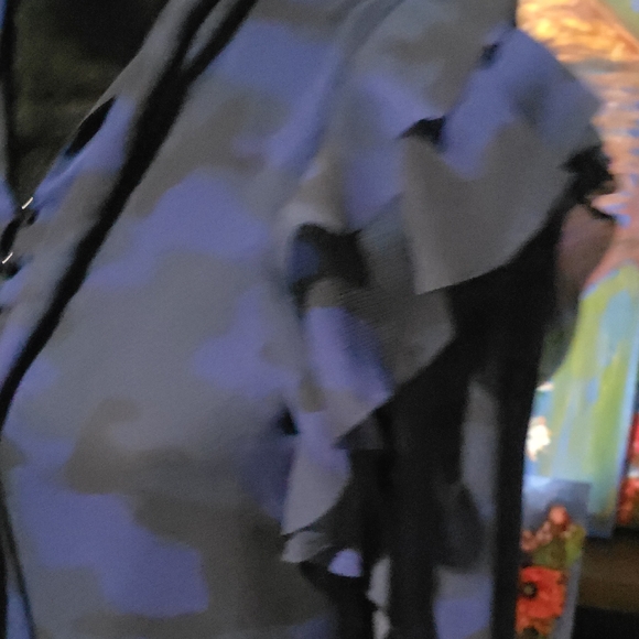 Banana Republic Blue Patterned Ruffle Blouse - Picture 4 of 6